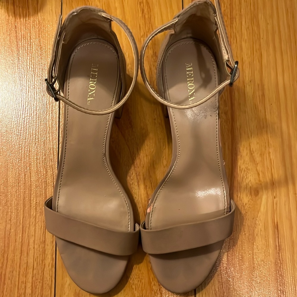 Merona nude comfy low block heels.